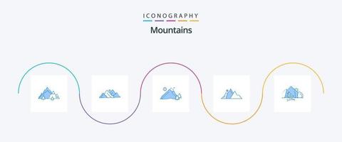 paquete de iconos de 5 montañas azules que incluye la naturaleza. Cerro. naturaleza. sol. naturaleza vector