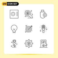 Modern Set of 9 Outlines and symbols such as cash banking devices ui bulb Editable Vector Design Elements