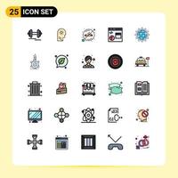 Universal Icon Symbols Group of 25 Modern Filled line Flat Colors of world development healthcare develop coding Editable Vector Design Elements