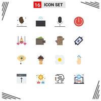 Universal Icon Symbols Group of 16 Modern Flat Colors of easter egg audio power record Editable Pack of Creative Vector Design Elements