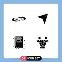 4 Universal Solid Glyph Signs Symbols of galaxy education system pointer notepad Editable Vector Design Elements