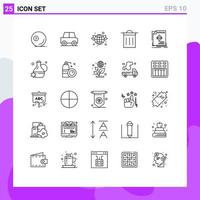 25 Thematic Vector Lines and Editable Symbols of advertisement ui vehicles trash green Editable Vector Design Elements