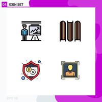 Universal Icon Symbols Group of 4 Modern Filledline Flat Colors of business security businessman education user Editable Vector Design Elements