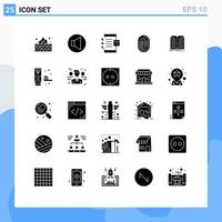 Group of 25 Modern Solid Glyphs Set for scanning scan coding recognition fingerprint Editable Vector Design Elements