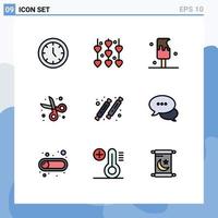 Set of 9 Modern UI Icons Symbols Signs for candy scissor desert education back to school Editable Vector Design Elements