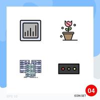 Universal Icon Symbols Group of 4 Modern Filledline Flat Colors of analytics data flower spring server Editable Vector Design Elements