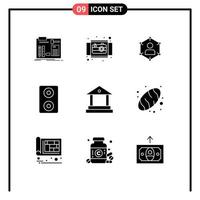 Universal Icon Symbols Group of 9 Modern Solid Glyphs of speakers social product personal network Editable Vector Design Elements