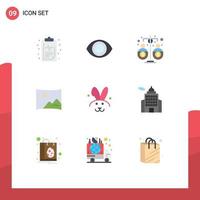 9 Thematic Vector Flat Colors and Editable Symbols of rabbit bynny fund panorama entertaiment Editable Vector Design Elements