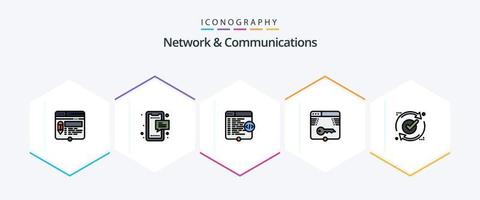 Network And Communications 25 FilledLine icon pack including web. secure. mobile. coding. website vector