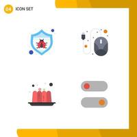 Flat Icon Pack of 4 Universal Symbols of protection food bug mouse control Editable Vector Design Elements