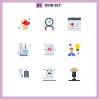 Mobile Interface Flat Color Set of 9 Pictograms of file template internet cover catalog Editable Vector Design Elements