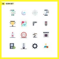 Modern Set of 16 Flat Colors Pictograph of prize achievements nuclear payment card Editable Pack of Creative Vector Design Elements