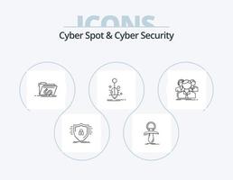 Cyber Spot And Cyber Security Line Icon Pack 5 Icon Design. game. battle. shield. support. lifesaver vector