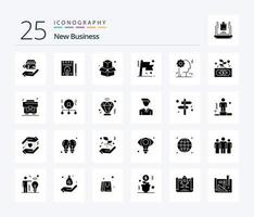 New Business 25 Solid Glyph icon pack including flag . achievement . bulb . business vector