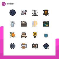 Modern Set of 16 Flat Color Filled Lines and symbols such as cable touch engine hand touch search Editable Creative Vector Design Elements