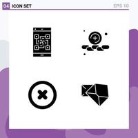 Set of Commercial Solid Glyphs pack for code remove scan plus business Editable Vector Design Elements