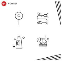 Modern Set of 4 Filledline Flat Colors and symbols such as location clean cable usb life Editable Vector Design Elements