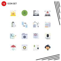 Set of 16 Commercial Flat Colors pack for checklist lock app internet programming Editable Pack of Creative Vector Design Elements