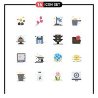 Group of 16 Flat Colors Signs and Symbols for baking housekeeping holiday gauge cleaning Editable Pack of Creative Vector Design Elements