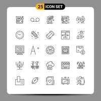 Line Pack of 25 Universal Symbols of webpage seo money planning budget Editable Vector Design Elements