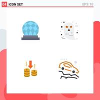 Group of 4 Flat Icons Signs and Symbols for building transfer dome ghost analysis Editable Vector Design Elements