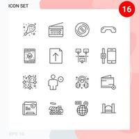 Universal Icon Symbols Group of 16 Modern Outlines of agriculture phone disc hang up decline Editable Vector Design Elements