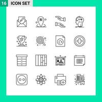 16 Creative Icons Modern Signs and Symbols of mind hacking place hack hands Editable Vector Design Elements