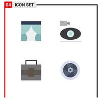 User Interface Pack of 4 Basic Flat Icons of curtain media theater camcorder toolbox Editable Vector Design Elements