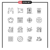 conjunto de 16 iconos de interfaz de usuario modernos símbolos signos para código de tecnología de mariposa programa informático elementos de diseño vectorial editables vector