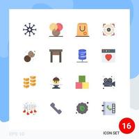 Pack of 16 creative Flat Colors of view eye development purchase minus Editable Pack of Creative Vector Design Elements