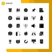 25 Thematic Vector Solid Glyphs and Editable Symbols of gadget computers link pin link Editable Vector Design Elements