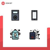 User Interface Pack of 4 Basic Filledline Flat Colors of devices iphone products smart phone bottle Editable Vector Design Elements