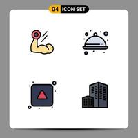 conjunto de 4 iconos de interfaz de usuario modernos símbolos signos para bíceps alinear músculos cocina dirección elementos de diseño vectorial editables vector