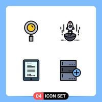 Pictogram Set of 4 Simple Filledline Flat Colors of find spaceship search business coding Editable Vector Design Elements