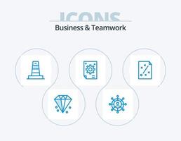 negocio y trabajo en equipo blue icon pack 5 diseño de iconos. creativo. colectivo. negocio. por debajo vector