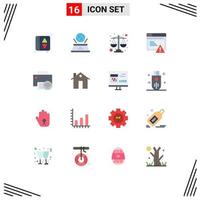 16 Universal Flat Color Signs Symbols of hardware devices justice computers webpage Editable Pack of Creative Vector Design Elements