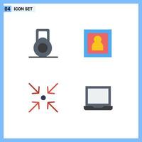 Mobile Interface Flat Icon Set of 4 Pictograms of dumbbell devices photography collapse 5 Editable Vector Design Elements