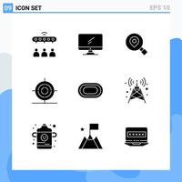 Universal Icon Symbols Group of 9 Modern Solid Glyphs of athlete math pc education location Editable Vector Design Elements