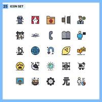 25 Universal Filled line Flat Colors Set for Web and Mobile Applications work right business horizontal office Editable Vector Design Elements
