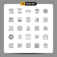 25 User Interface Line Pack of modern Signs and Symbols of for sale board light advertise man Editable Vector Design Elements