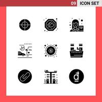 Modern Set of 9 Solid Glyphs and symbols such as fund finance scientist crush car Editable Vector Design Elements