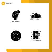 User Interface Solid Glyph Pack of modern Signs and Symbols of brainstorm scene idea hill fruits Editable Vector Design Elements