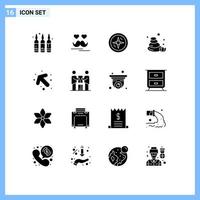 16 Universal Solid Glyphs Set for Web and Mobile Applications business up navigation arrow sauna Editable Vector Design Elements