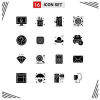 16 Universal Solid Glyphs Set for Web and Mobile Applications faq line beer expand archive Editable Vector Design Elements