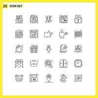 Universal Icon Symbols Group of 25 Modern Lines of webinar e screen elearning married Editable Vector Design Elements