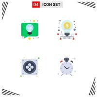 4 Creative Icons Modern Signs and Symbols of conversation fan talk startup alarm Editable Vector Design Elements