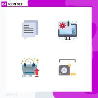 4 User Interface Flat Icon Pack of modern Signs and Symbols of chat bag design web design measure Editable Vector Design Elements