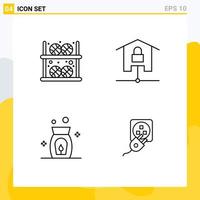 4 User Interface Line Pack of modern Signs and Symbols of ball smart home player home fire Editable Vector Design Elements