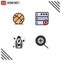 4 Thematic Vector Filledline Flat Colors and Editable Symbols of basketball health education server in Editable Vector Design Elements