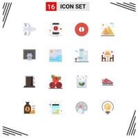 Set of 16 Vector Flat Colors on Grid for court basket beliefs travel nature Editable Pack of Creative Vector Design Elements